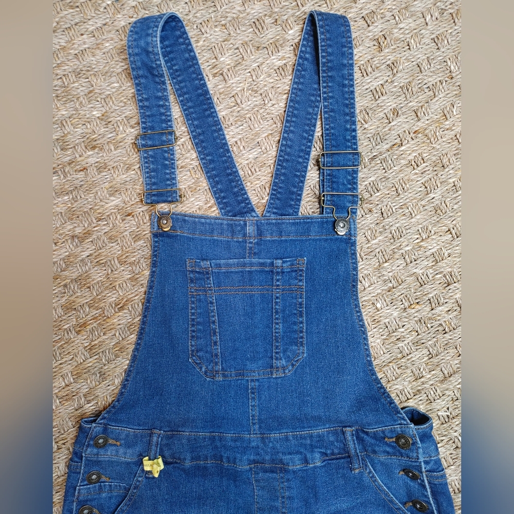 90's WAX JEAN DESTRUCTION WASH OVERALL DRESS L - Picture 3 of 10